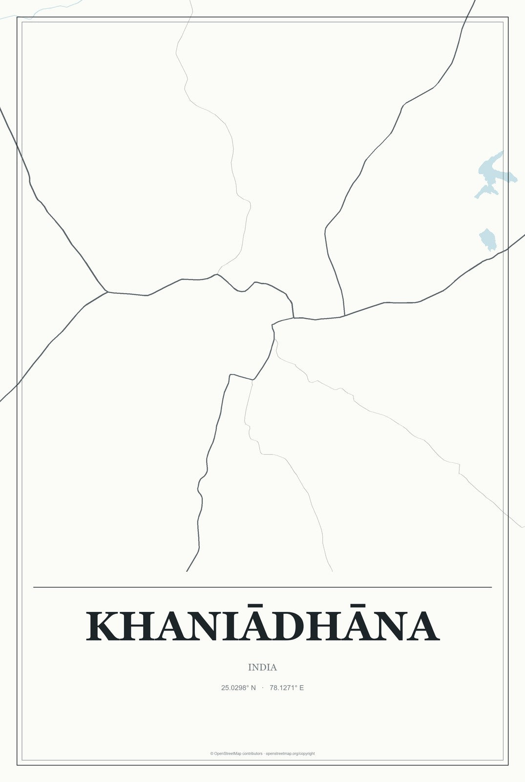 Khaniādhāna, India City Map Aluminum Sign in Gallery Air style
