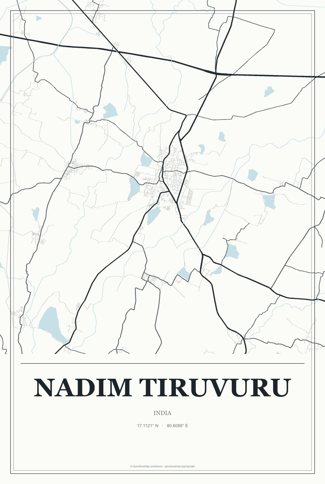 Nadim Tiruvuru, India City Map Aluminum Sign in Gallery Air style