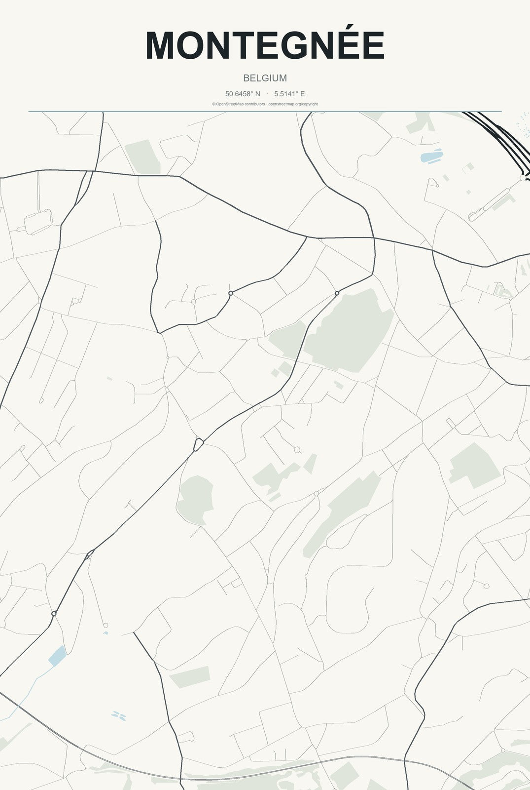 Montegnée, Belgium City Map Aluminum Sign in Headline Atlas style