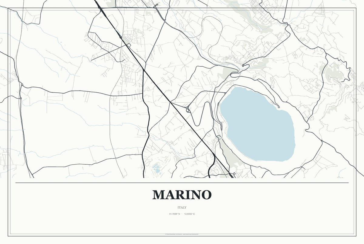 Marino, Italy City Map Aluminum Sign in Gallery Air style