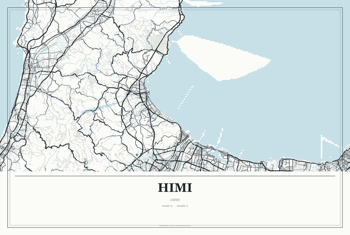 Himi, Japan City Map Aluminum Sign in Gallery Air style