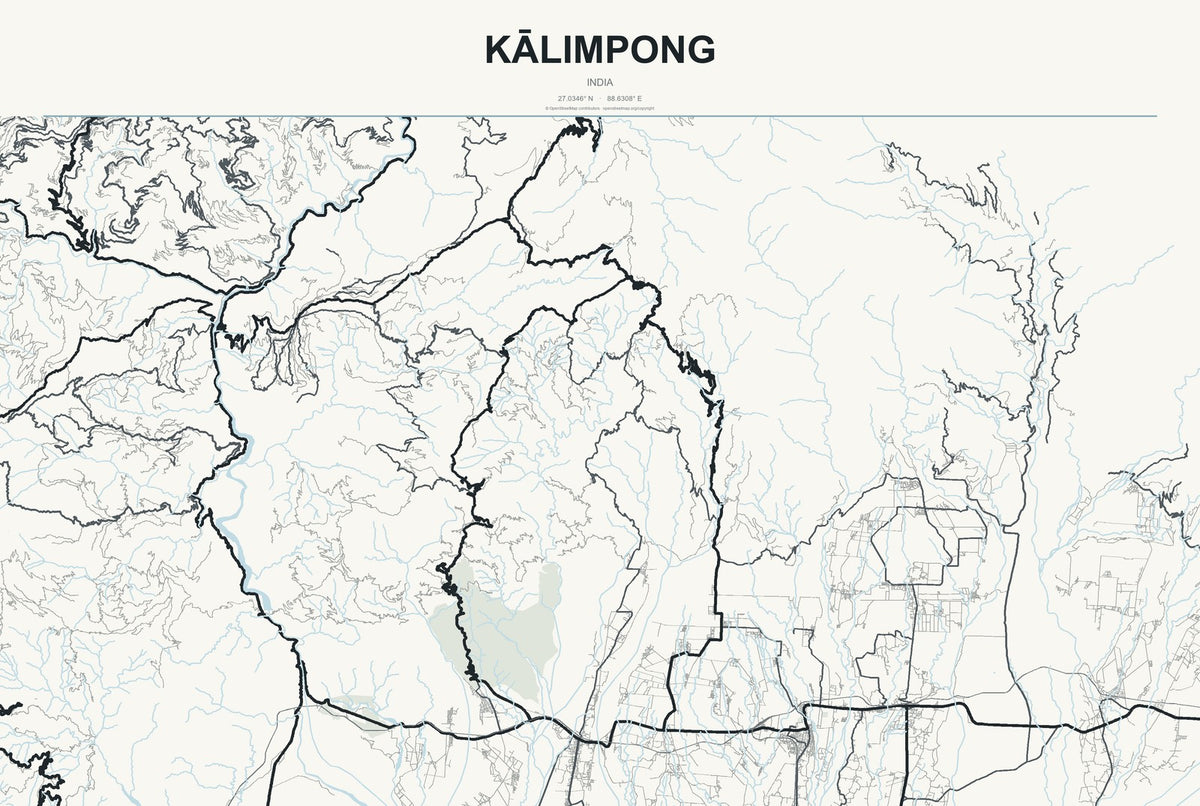 Kālimpong, India City Map Aluminum Sign in Headline Atlas style