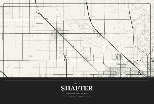 Shafter, California City Map Aluminum Sign in Museum Plaque style