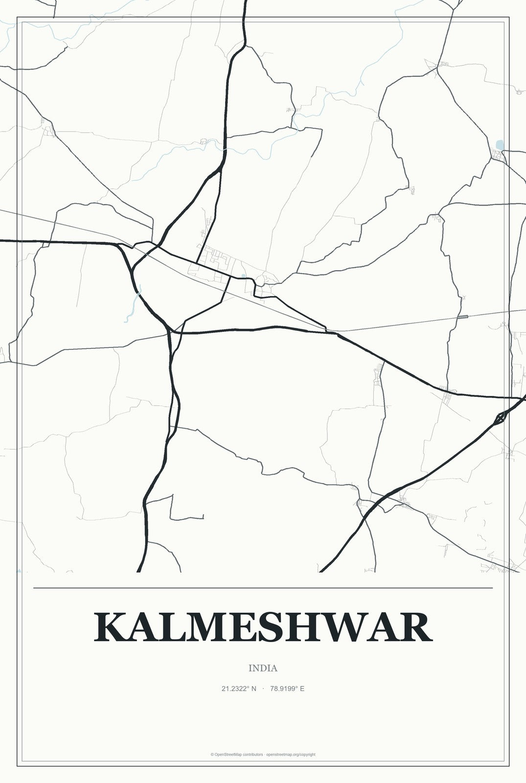 Kalmeshwar, India City Map Aluminum Sign in Gallery Air style