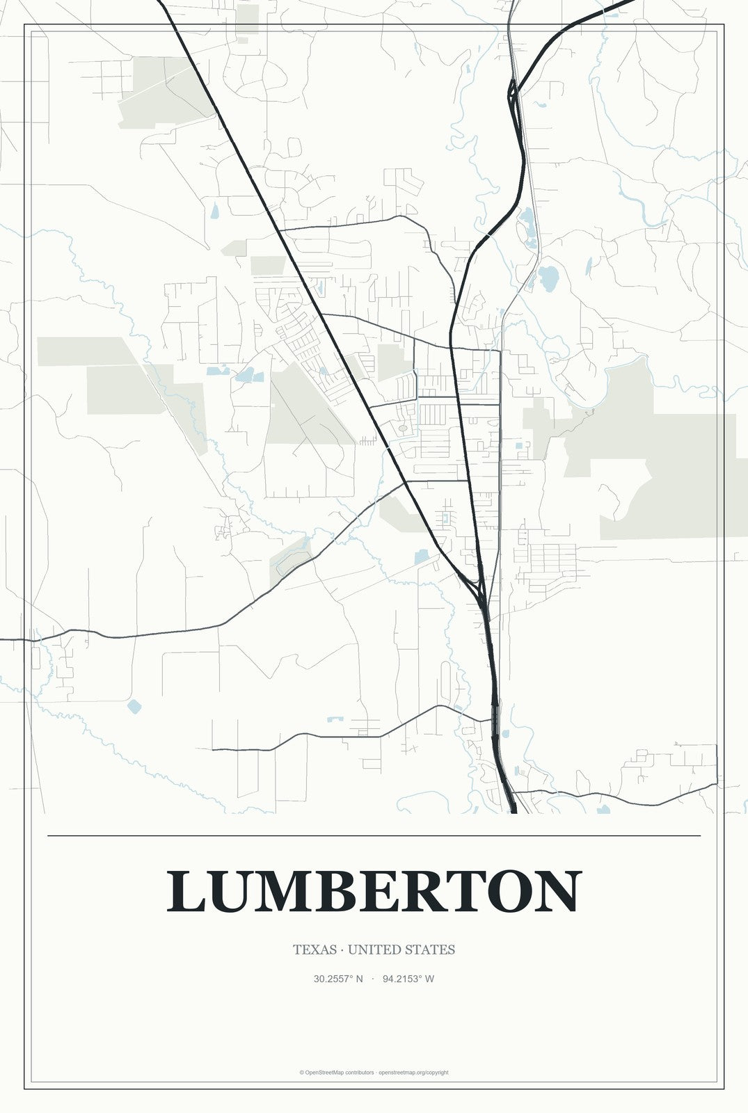 Lumberton, Texas City Map Aluminum Sign in Gallery Air style