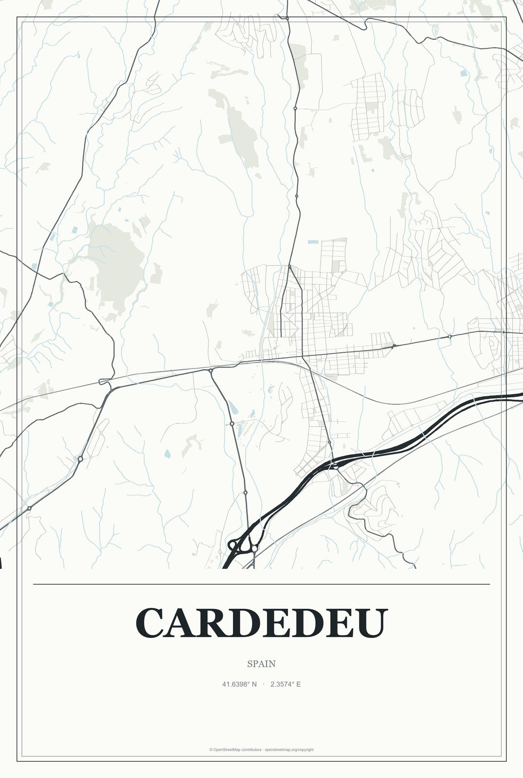 Cardedeu, Spain City Map Aluminum Sign in Gallery Air style
