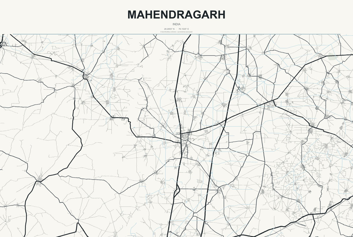 Mahendragarh, India City Map Aluminum Sign in Headline Atlas style