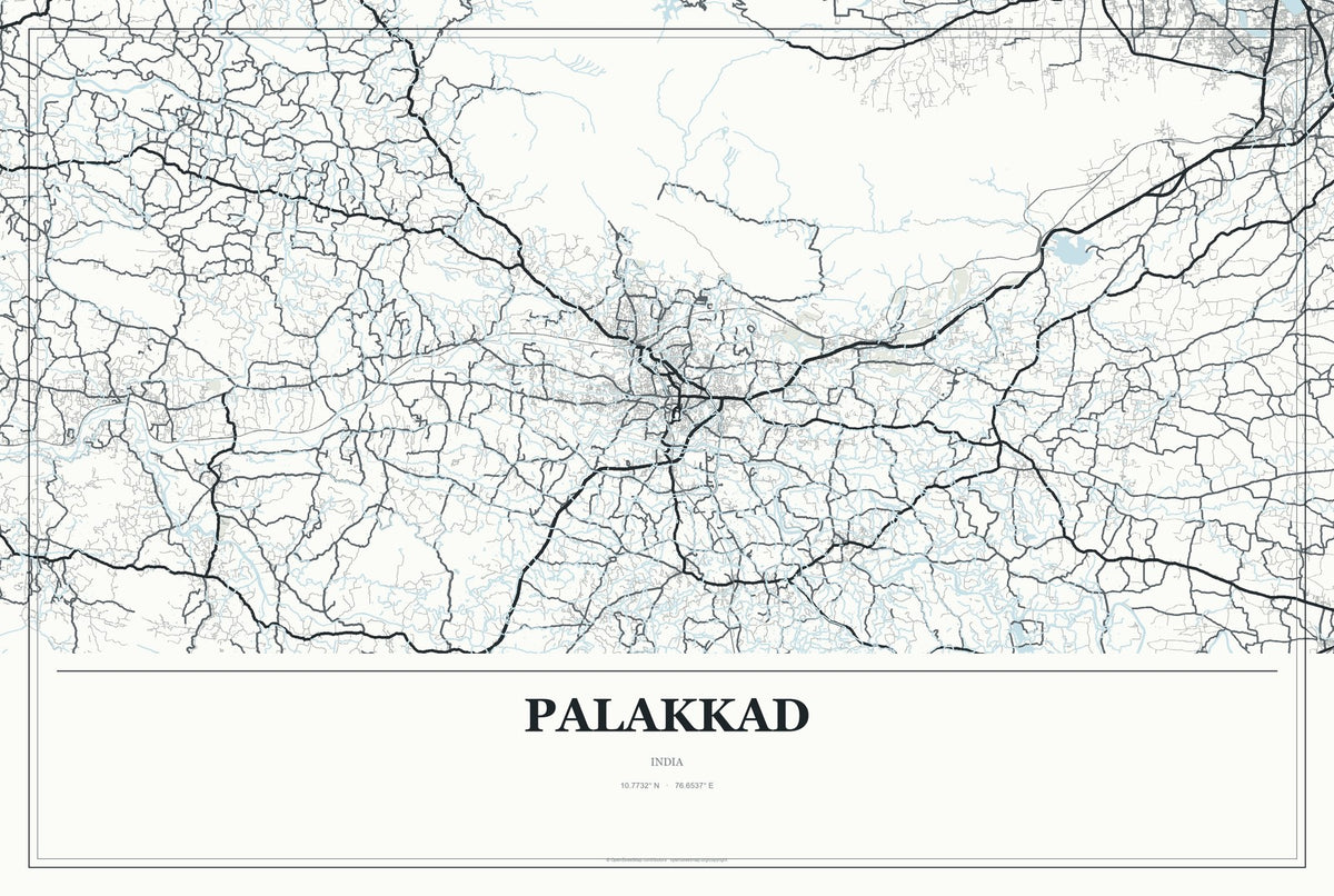 Palakkad, India City Map Aluminum Sign in Gallery Air style