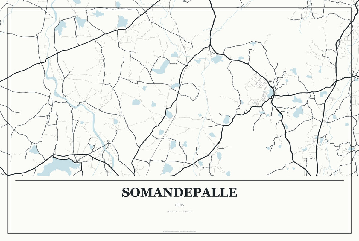 Somandepalle, India City Map Aluminum Sign in Gallery Air style