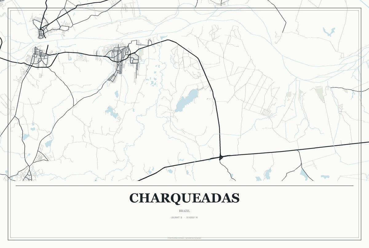 Charqueadas, Brazil City Map Aluminum Sign in Gallery Air style