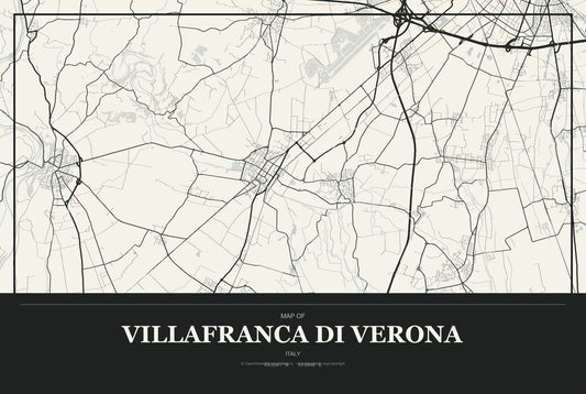 Villafranca di Verona, Italy City Map Aluminum Sign in Museum Plaque style