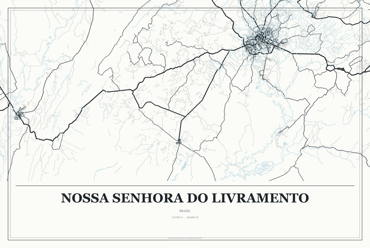 Nossa Senhora do Livramento, Brazil City Map Aluminum Sign in Gallery Air style