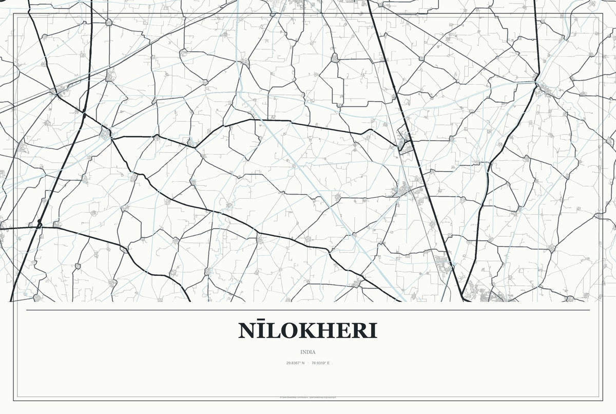 Nīlokheri, India City Map Aluminum Sign in Gallery Air style
