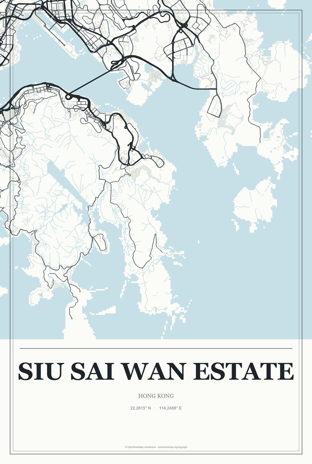 Siu Sai Wan Estate, Hong Kong City Map Aluminum Sign in Gallery Air style