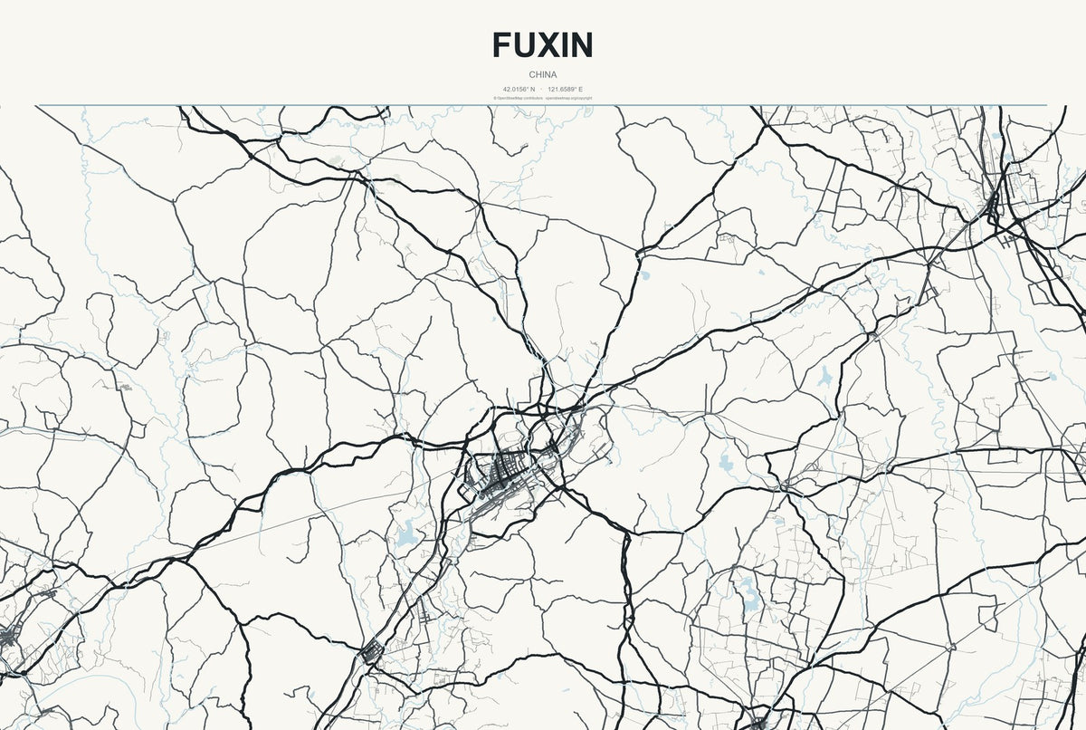 Fuxin, China City Map Aluminum Sign in Headline Atlas style