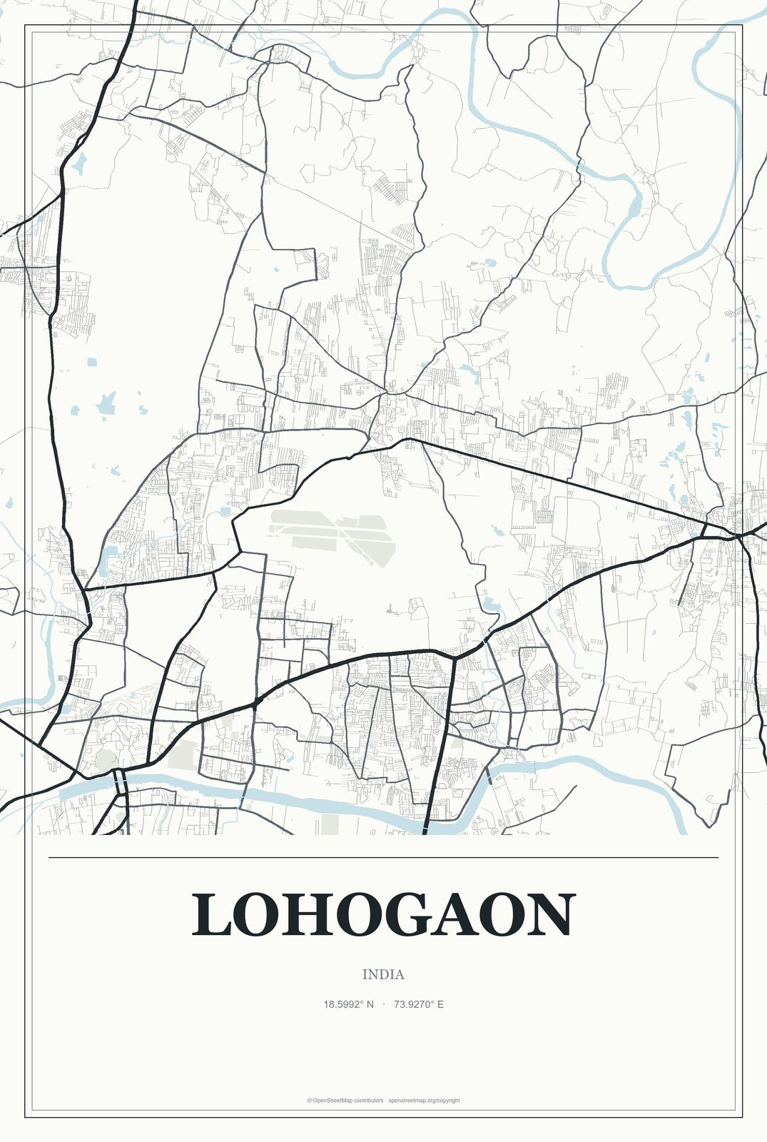 Lohogaon, India City Map Aluminum Sign in Gallery Air style