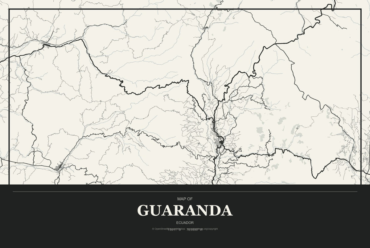 Guaranda, Ecuador City Map Aluminum Sign in Museum Plaque style