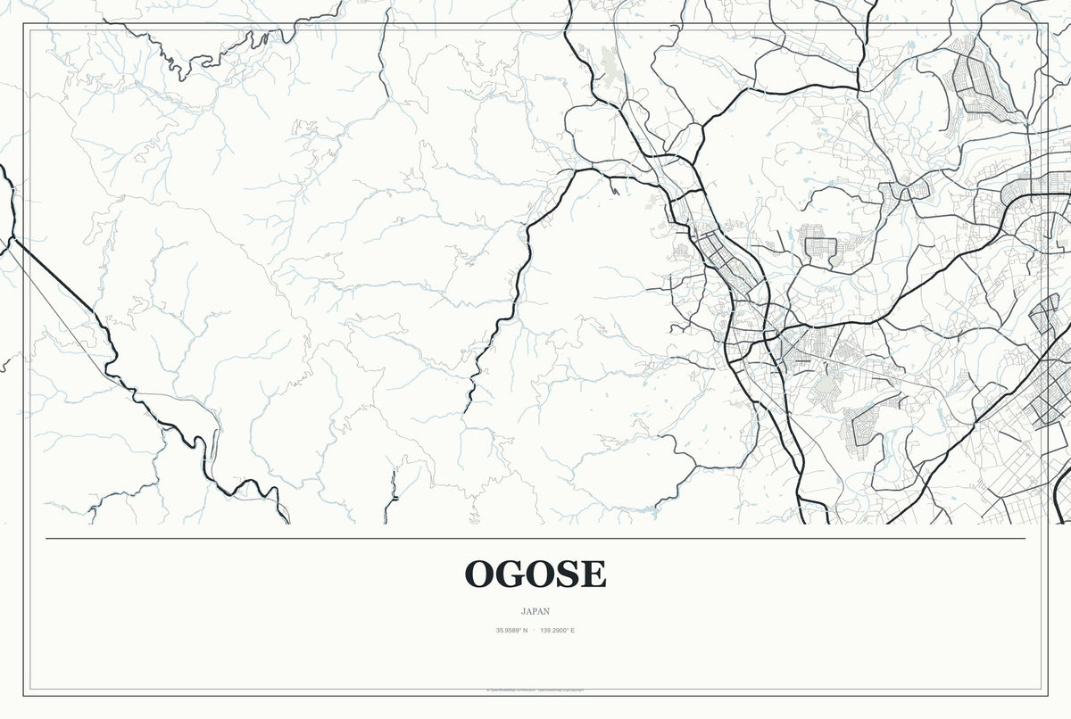 Ogose, Japan City Map Aluminum Sign in Gallery Air style