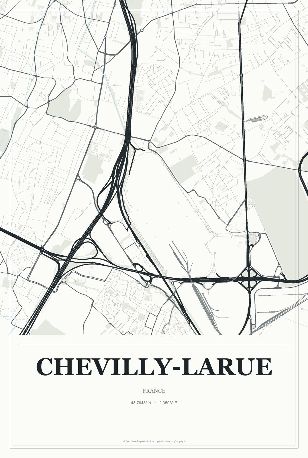 Chevilly-Larue, France City Map Aluminum Sign in Gallery Air style