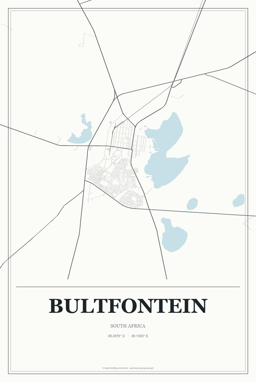 Bultfontein, South Africa City Map Aluminum Sign in Gallery Air style