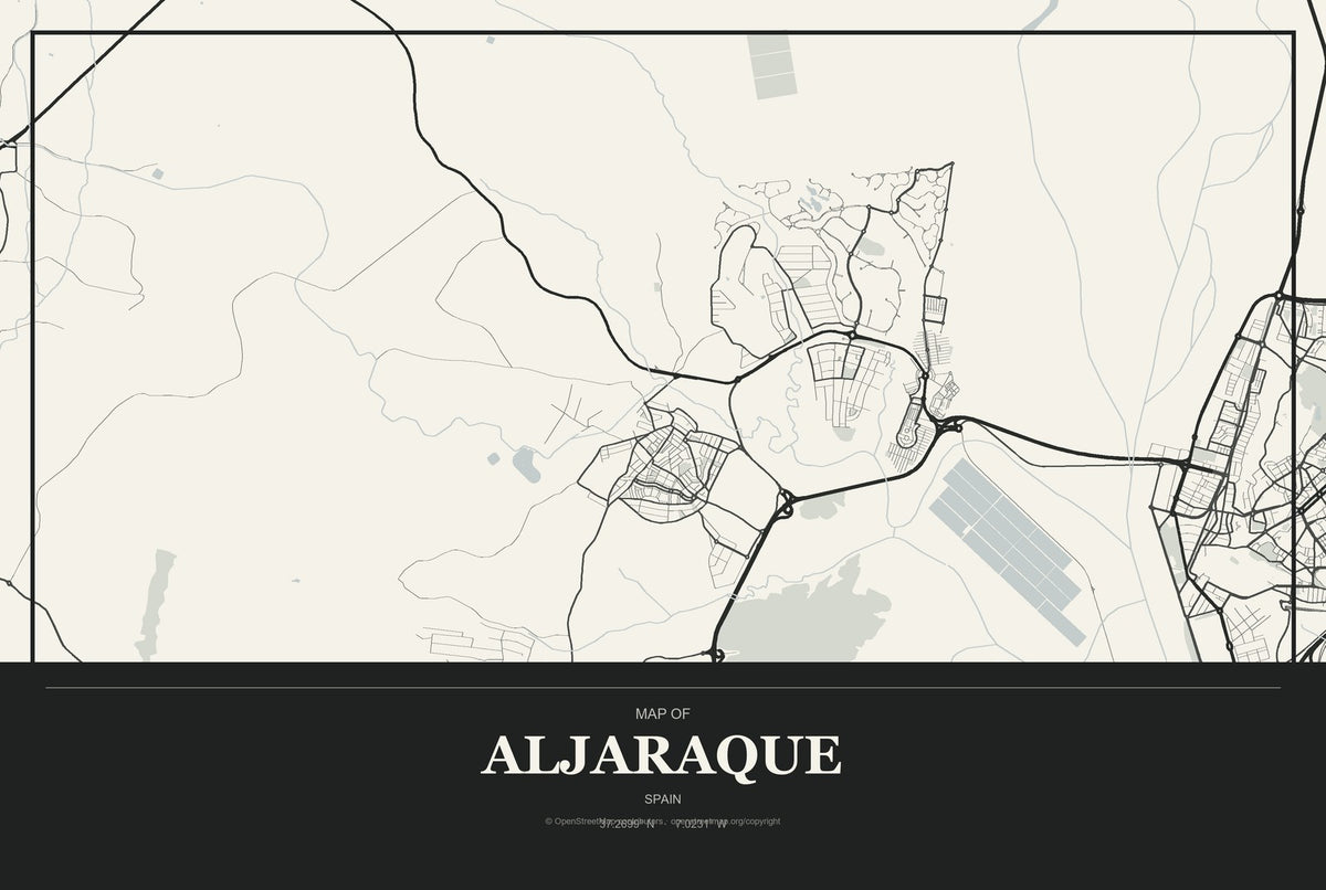 Aljaraque, Spain City Map Aluminum Sign in Museum Plaque style