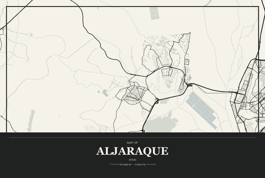 Aljaraque, Spain City Map Aluminum Sign in Museum Plaque style