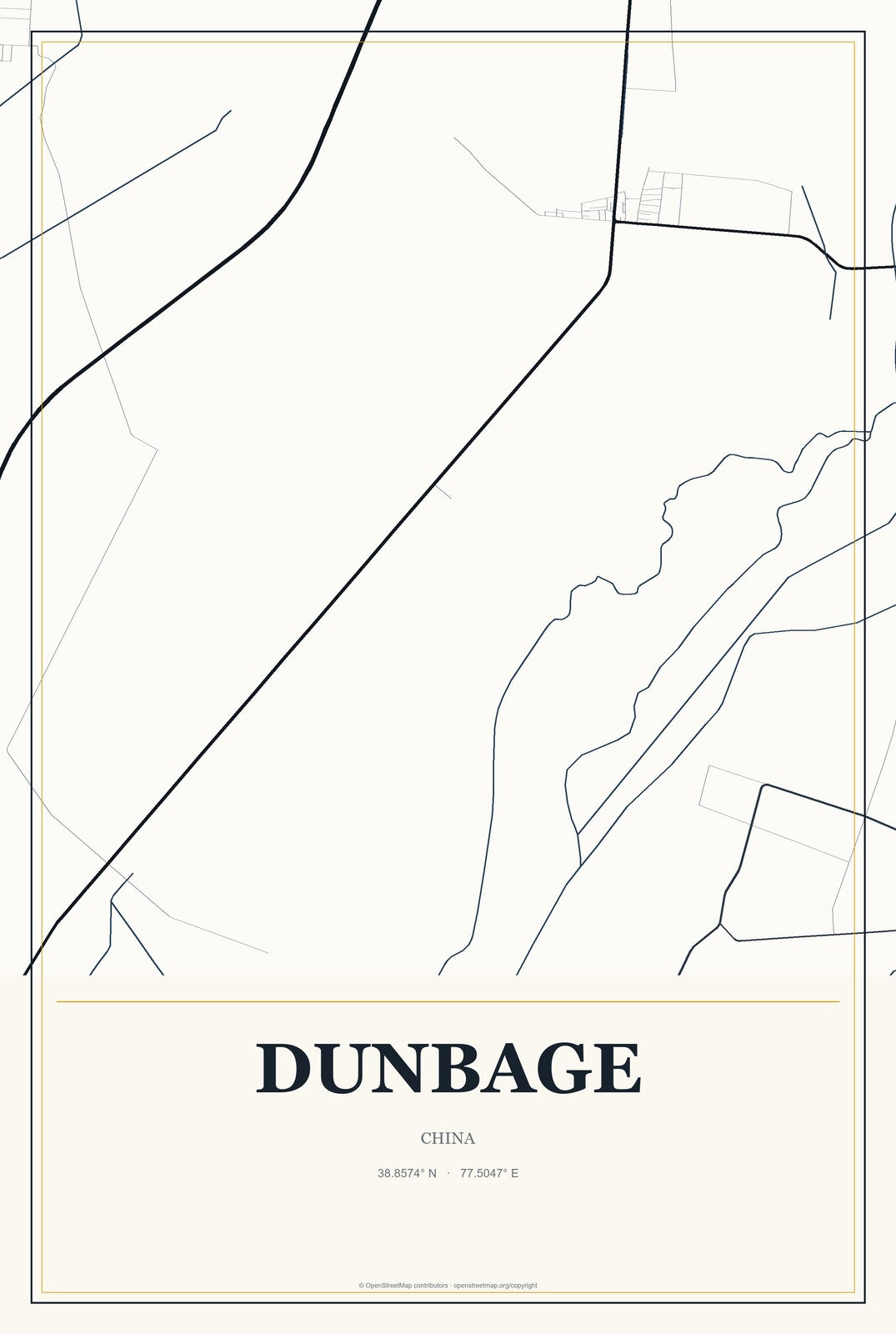 Dunbage, China City Map Aluminum Sign in Citrine Modern style