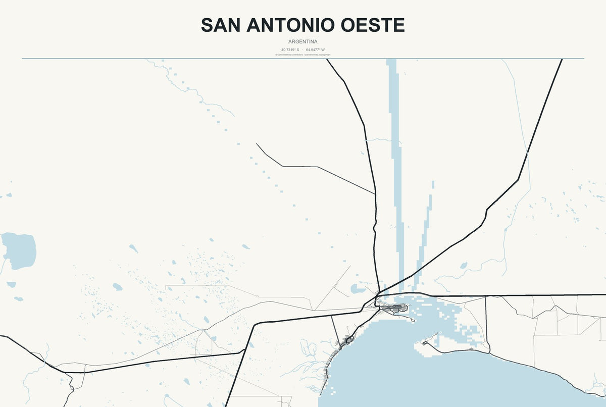 San Antonio Oeste, Argentina City Map Aluminum Sign in Headline Atlas style