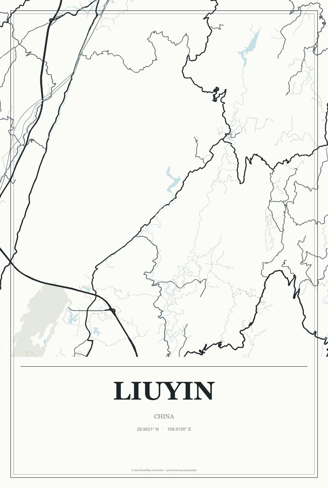 Liuyin, China City Map Aluminum Sign in Gallery Air style