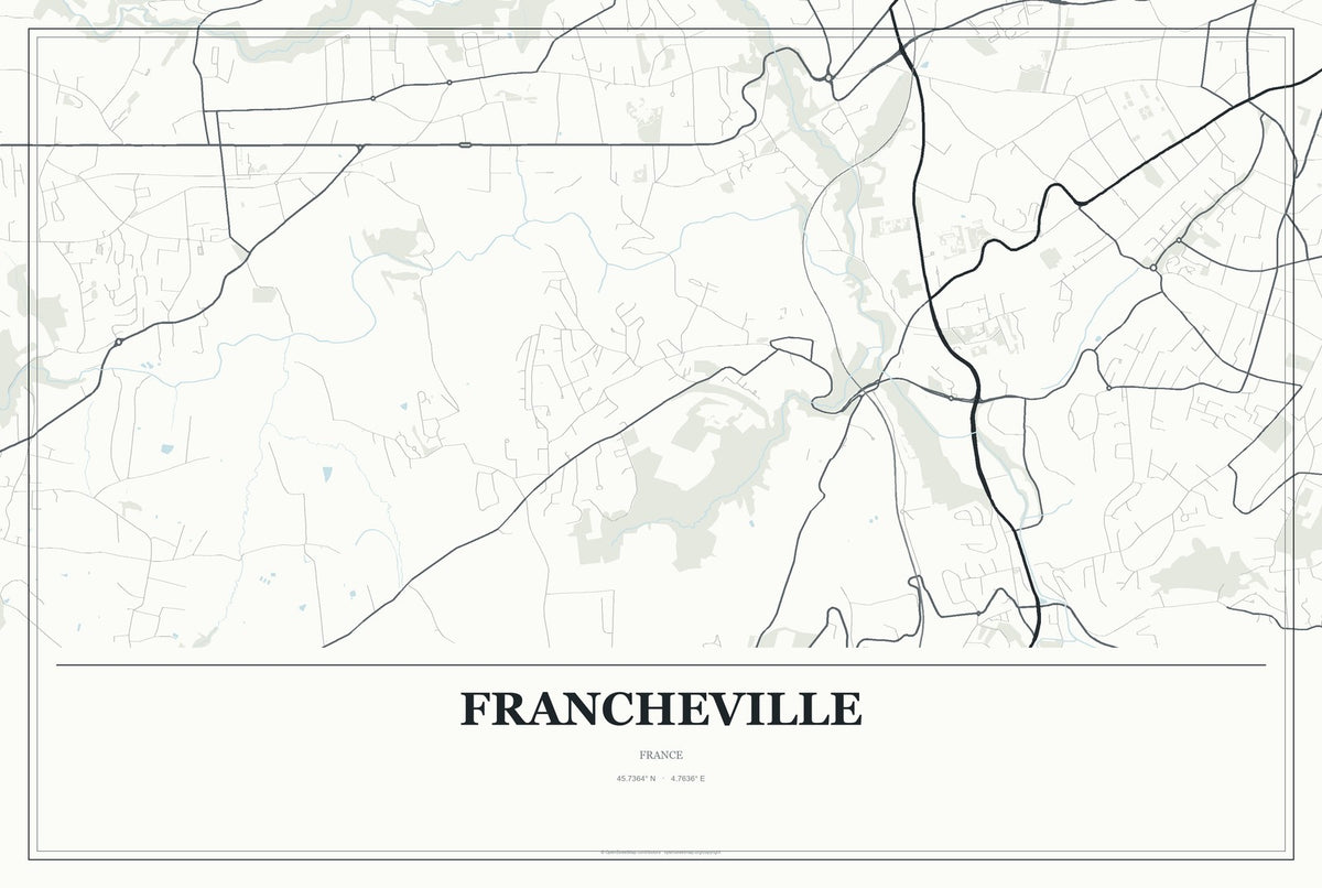 Francheville, France City Map Aluminum Sign in Gallery Air style