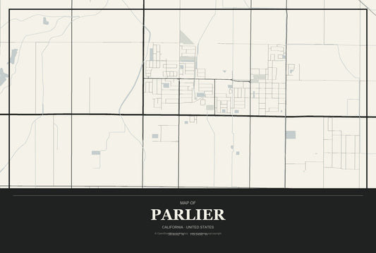 Parlier, California City Map Aluminum Sign in Museum Plaque style