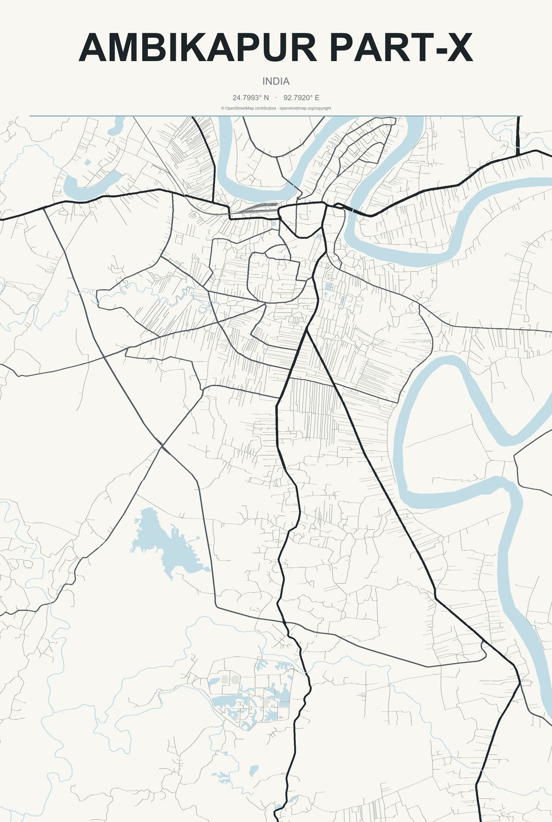 Ambikapur Part-X, India City Map Aluminum Sign in Headline Atlas style