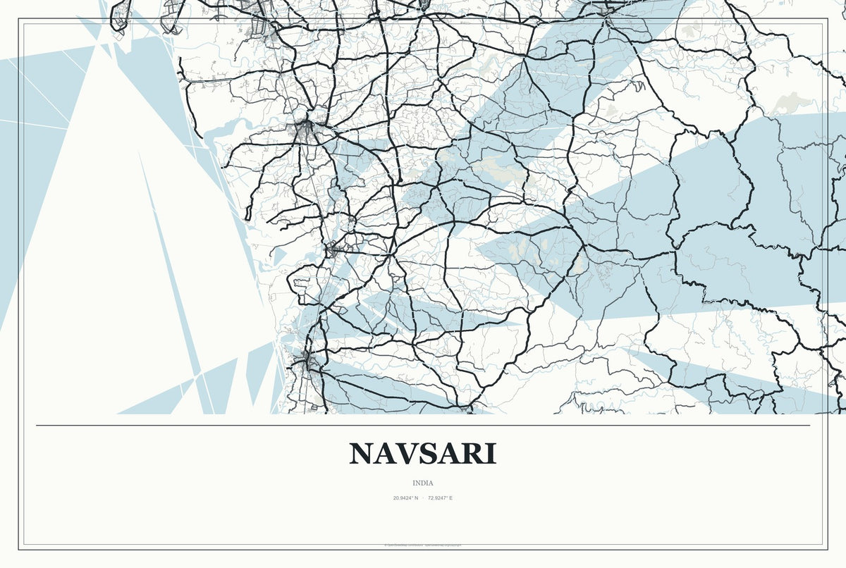 Navsari, India City Map Aluminum Sign in Gallery Air style