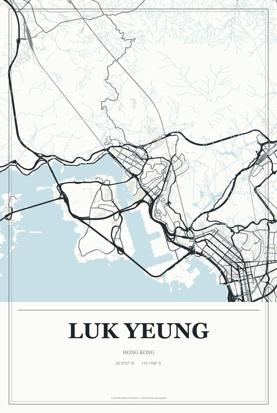 Luk Yeung, Hong Kong City Map Aluminum Sign in Gallery Air style