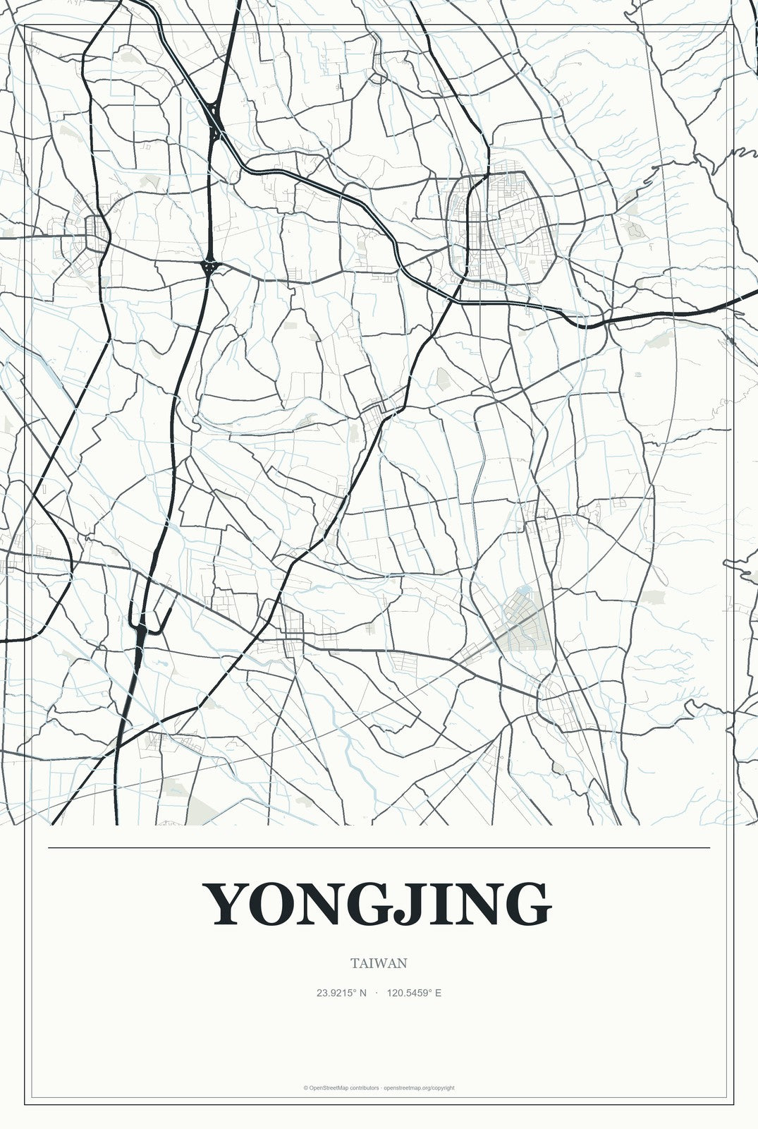 Yongjing, Taiwan City Map Aluminum Sign in Gallery Air style
