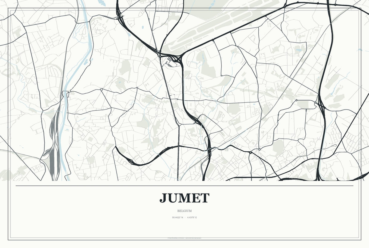 Jumet, Belgium City Map Aluminum Sign in Gallery Air style