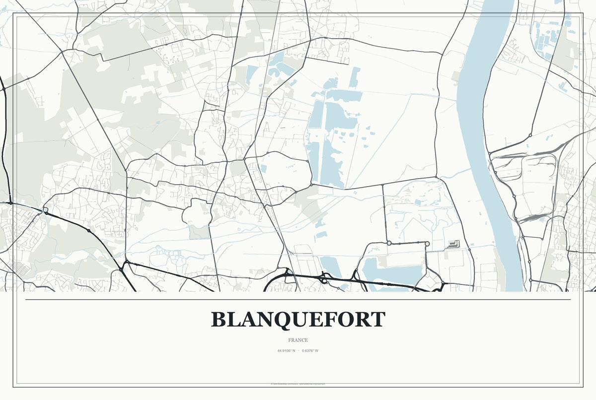 Blanquefort, France City Map Aluminum Sign in Gallery Air style