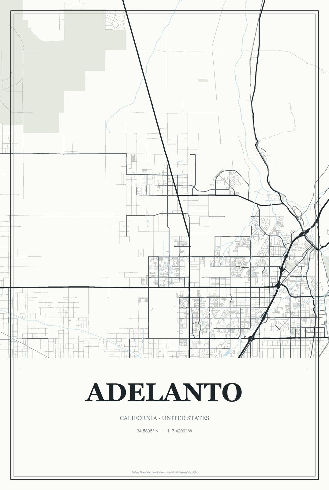 Adelanto, California City Map Aluminum Sign in Gallery Air style