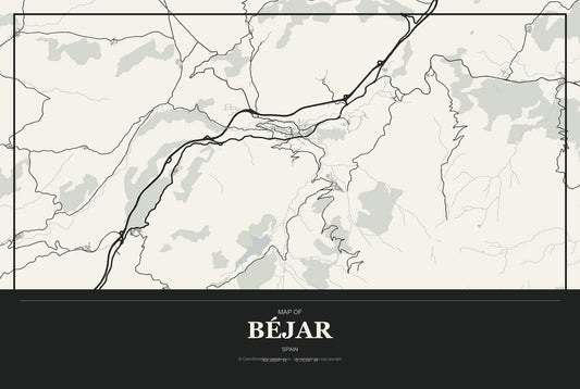 Béjar, Spain City Map Aluminum Sign in Museum Plaque style