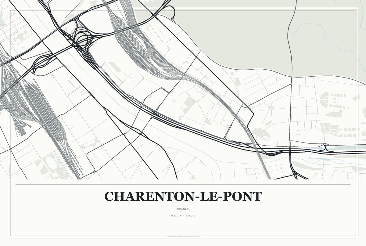 Charenton-le-Pont, France City Map Aluminum Sign in Gallery Air style