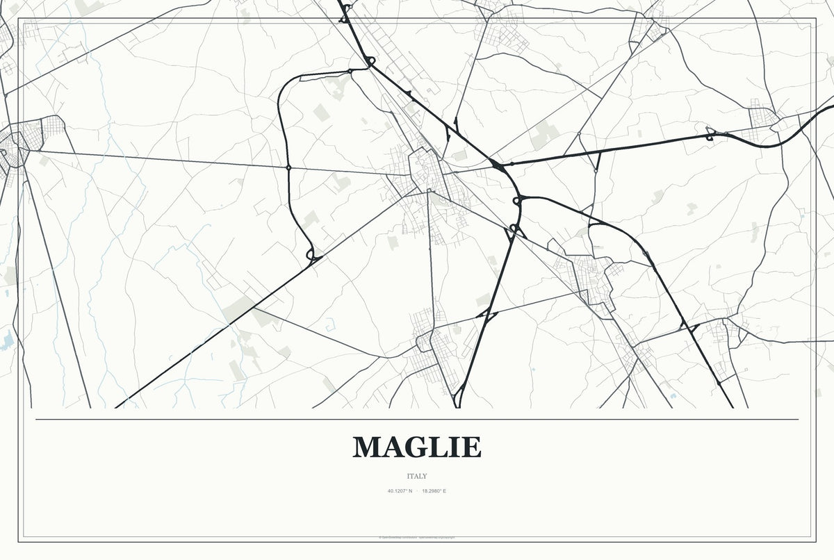 Maglie, Italy City Map Aluminum Sign in Gallery Air style