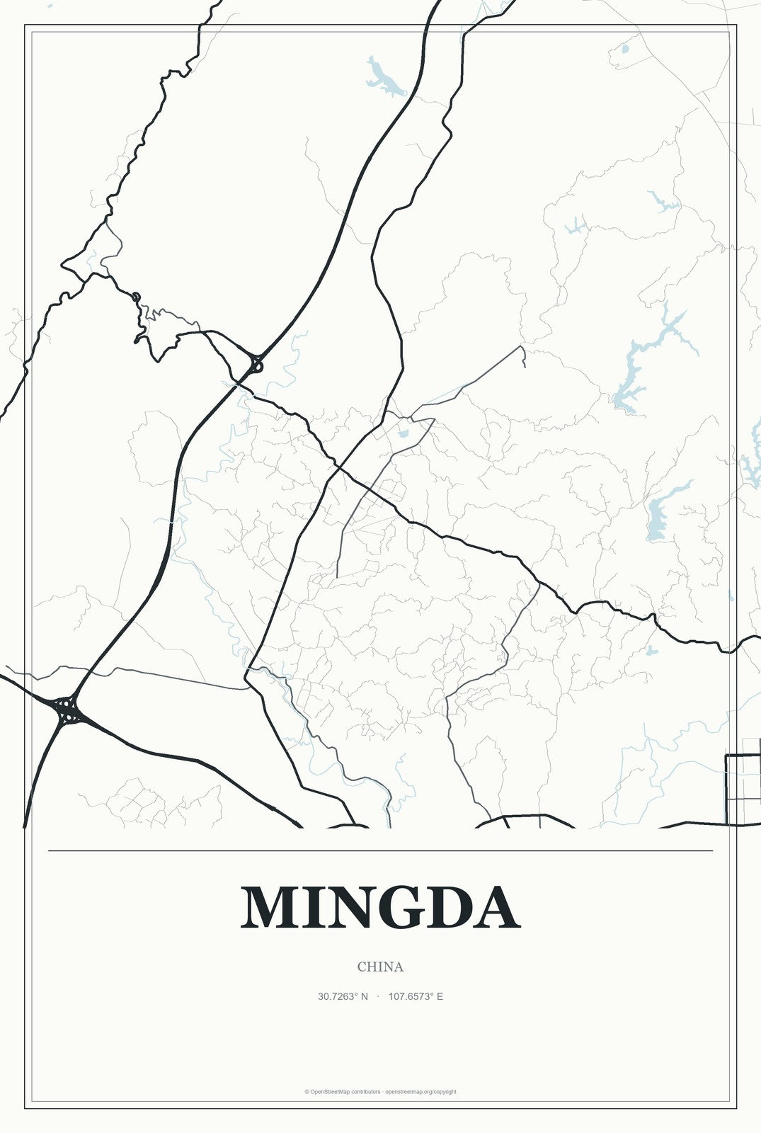 Mingda, China City Map Aluminum Sign in Gallery Air style