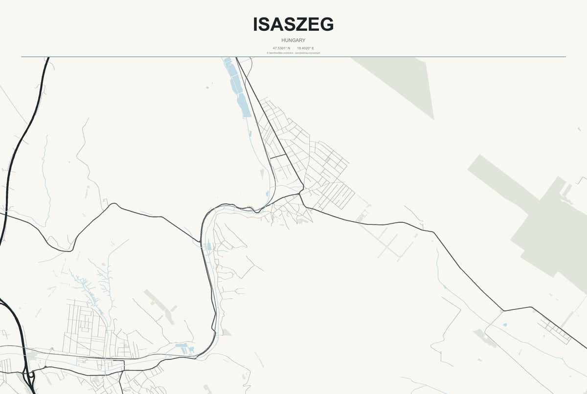 Isaszeg, Hungary City Map Aluminum Sign in Headline Atlas style