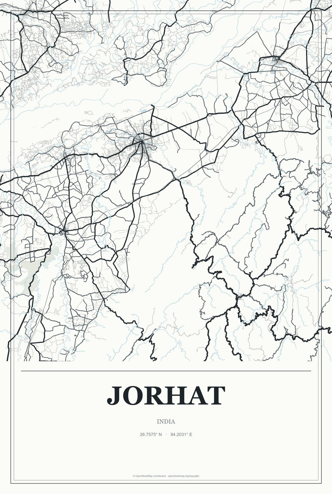 Jorhat, India City Map Aluminum Sign in Gallery Air style
