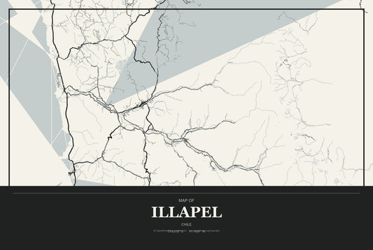 Illapel, Chile City Map Aluminum Sign in Museum Plaque style