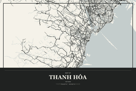 Thanh Hóa, Vietnam City Map Aluminum Sign in Museum Plaque style