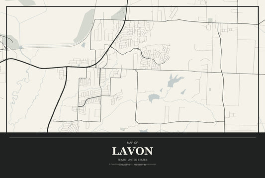 Lavon, Texas City Map Aluminum Sign in Museum Plaque style