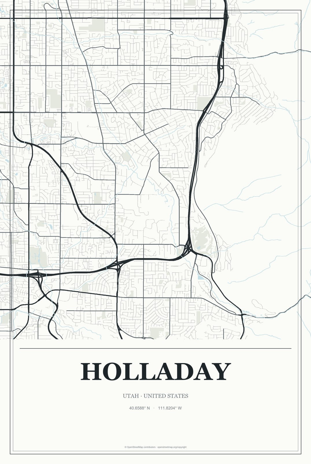 Holladay, Utah City Map Aluminum Sign in Gallery Air style