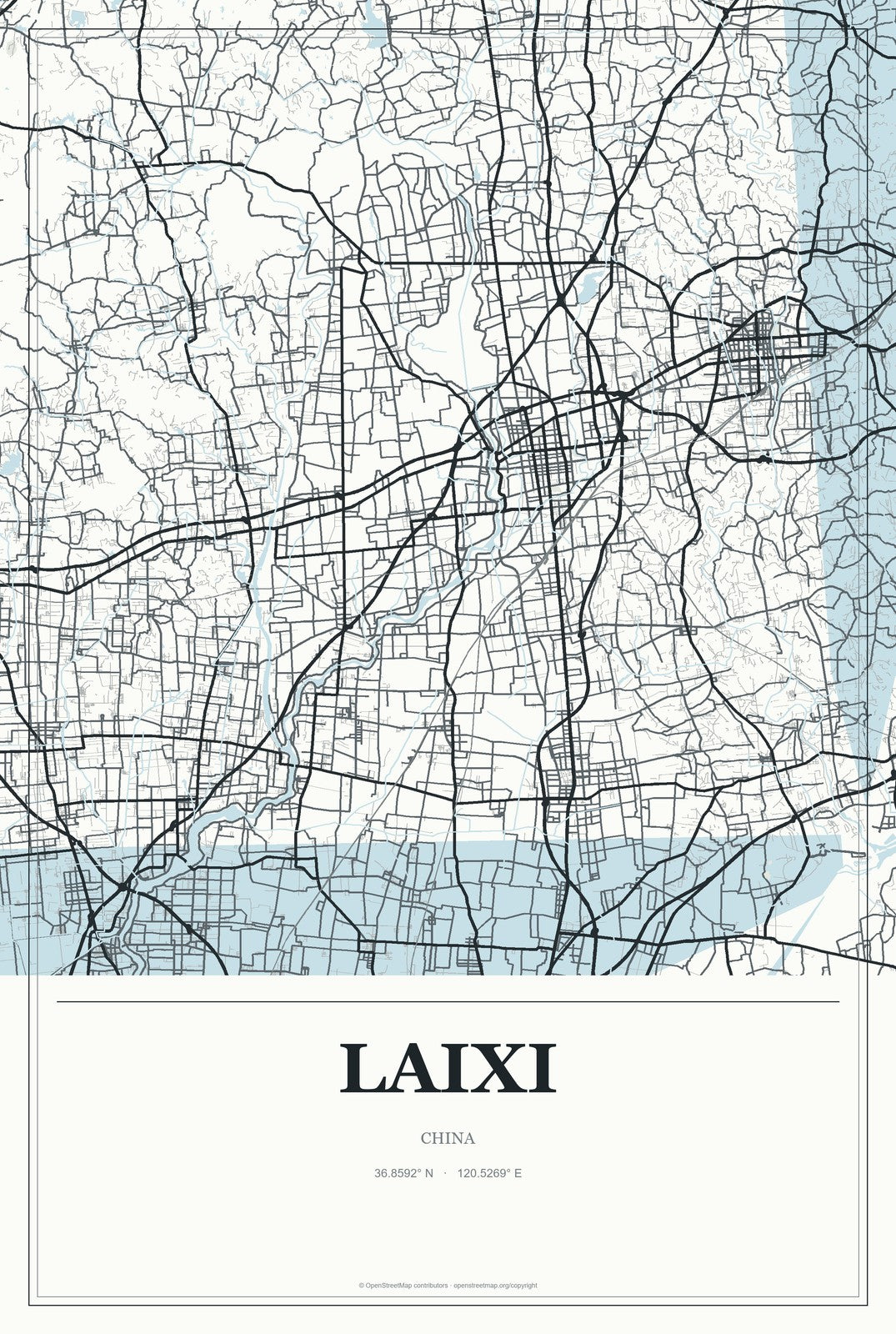 Laixi, China City Map Aluminum Sign in Gallery Air style