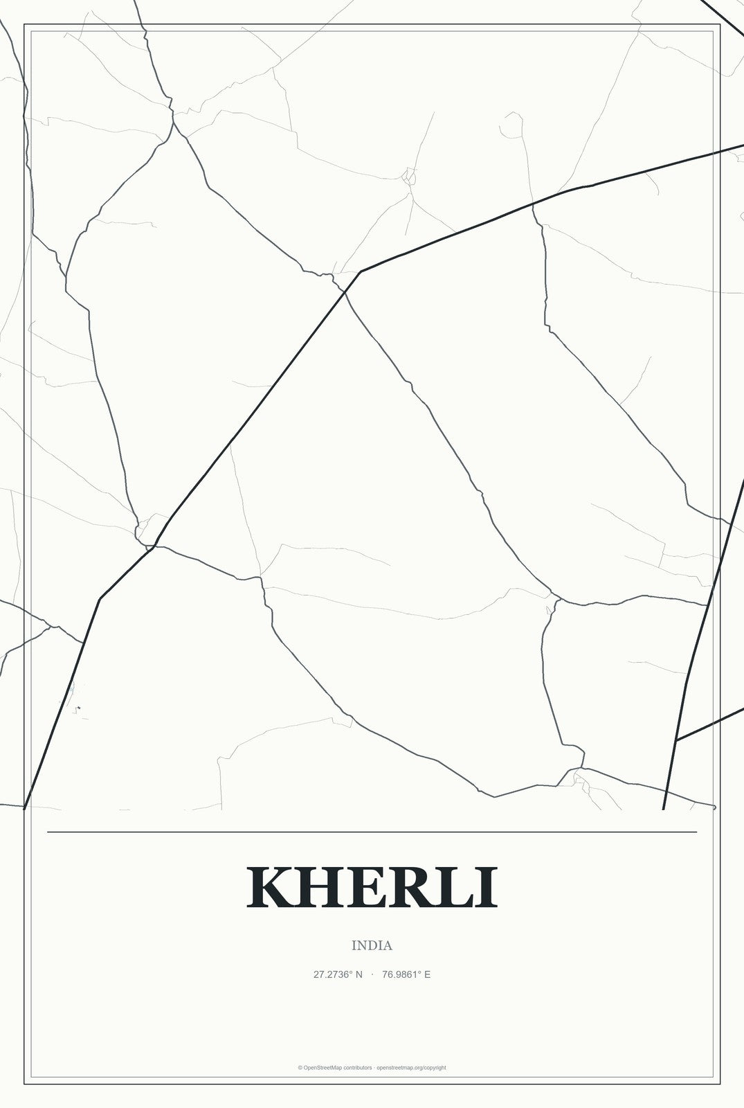 Kherli, India City Map Aluminum Sign in Gallery Air style